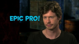 Anders Holm earns an Epic Pro graphic as he describes his character in "Pros & Cons of 'How to Be Single.'"