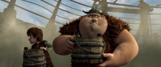 Hiccup stands out next to trainees like Fishlegs at Dragon Academy.