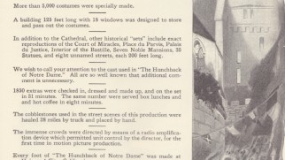 Hunchback's Souvenir Program dispenses fun facts and figures from the ambitious production.