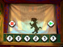 The Hunchback II DVD's "Festival of Fun Activity" lets you program a dance routine for shadow puppet of Djali the goat.
