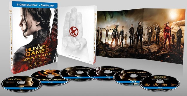 A look at the discs and packaging of Lionsgate's The Hunger Games: Complete 4-Film Collection Blu-ray + Digital HD.