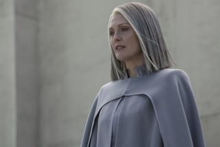 Calculated resistance leader Alma Coin (Julianne Moore) eyes the presidency that Snow would leave behind.