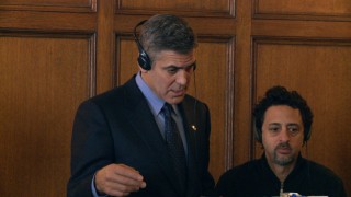 George Clooney directs himself while co-writer/producer Grant Heslov looks on in "Believe."