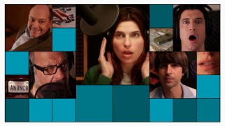 The Blu-ray's menu consists of teal squares and cast stills.