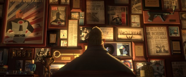 After the government sentences superheroes to anonymity, Bob Parr can only relive the glory days in his office full of mementos and media clippings.