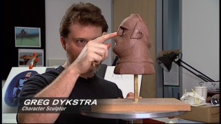 Character sculptor Greg Dykstra points out Bob's interesting Roman helmet-like head shape in "Character Design."