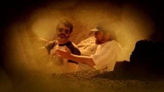 Two bearded friends have fun in the desert on the bonus Blu-ray's menu.