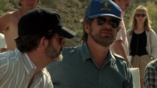 George Lucas and Steven Spielberg are seen in an unusual behind-the-scenes teaser for "The Last Crusade."