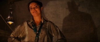 The only love interest to feature in more than one film, Marion Ravenwood (Karen Allen) is introduced next to Indiana Jones' iconic silhouette.