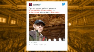 Ron Howard's behind-the-scenes tweet is immortalized in "A Director's Journey."