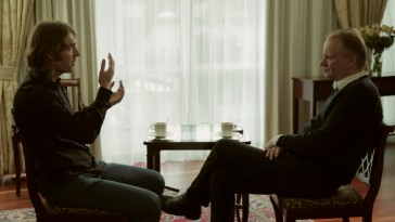 Daylight peeks in behind director Erik Skjoldbjrg and actor Stellan Skarsgrd in this 2014 conversation.
