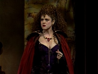 In Act II, The Witch (Bernadette Peters) has lost her powers but restored her beauty.