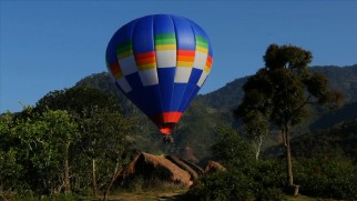 A hot air balloon was used to film parts of "Island of Lemurs."