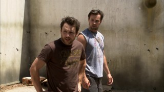 Charlie and Mac get stuck at the bottom of the long-abandoned pool they wish to restore in "Mac and Charlie: White Trash."