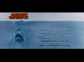 The original theatrical trailer for "Jaws" closes with a credits block alongside its iconic poster art.