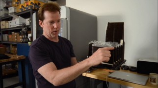 In "Minding the Miniature", Jeff Dunham proudly displays the miniature plastic gates his 3D printer just took five days to create.