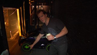 As part of his "Tour of Terror", Jeff Dunham points out the Batnut logos on the wheels of the Batmobile that takes Peanut to the stage.