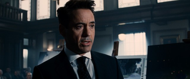 "The Judge" stars Robert Downey Jr. as Hank Palmer, a big shot city lawyer who defends his respected father back home on a shocking manslaughter charge.