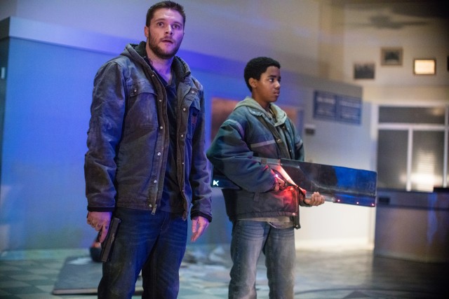 In "Kin", big brother Jimmy (Jack Reynor) has a small gun, while little brother Eli (Myles Truitt) has a big, powerful ray gun.