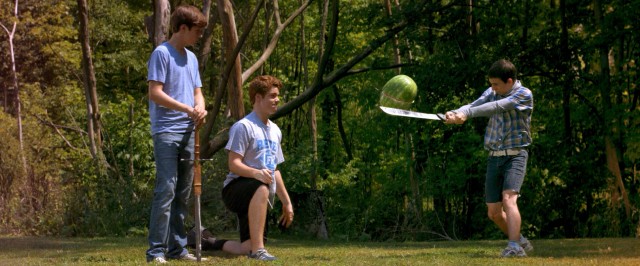 In "The Kings of Summer", three teenage boys spend summer vacation in the woods, entertaining themselves with stunts like slicing an airborne watermelon with a sword.