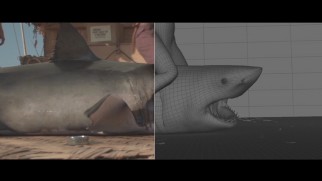 VFX Breakdowns dissect the film's use of visual effects, as in this shark-wrestling scene.