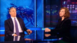 Jon Stewart's body language suggests he's not in agreement with senior women's issues correspondent Kristen Schaal's distinction between single and married female voters in this "Daily Show" clip.
