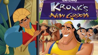 In a diminished role, Kuzco gives Kronk the spotlight while holding something resembling the actual cover art for "Kronk's New Groove."