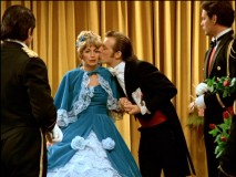 Lenny plants a kiss on Laverne to calm her nerves before being presented.