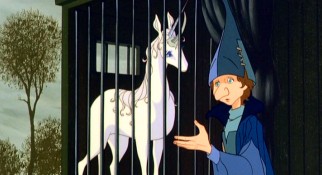 Schmendrick (voiced by Alan Arkin) may not be much of a magician, but he's got what it takes to free the unicorn from one of Mommy Fortuna's Midnight Carnival cages.