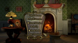 Disc 1's hearth-centered Main Menu may not conjure up images from the film, but it's nice.