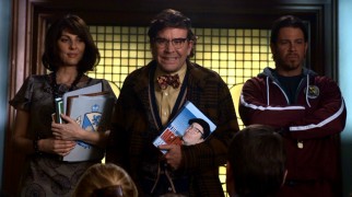 In episode 2.04, the team takes over a private school, with Nate playing a published German educator, Sophie his drama teacher, and Eliot his physical educator.