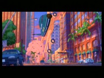 Following the events of September 11th, this mostly-animated sequence involving a hijacked 747 plane weaving around city buildings understandably had to get cut.