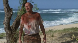 Locke shows up at a funeral of a survivor covered in blood.  Coincidence?  Or sentient evil?