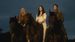 Zedd (Bruce Spence), Kahlan (Bridget Regan), and Richard (Craig Horner) brace themselves for the journey ahead.