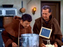Felix and Oscar bake bread while on silent probation at the monastery Or at least, Felix is baking. Oscar's merely glowering.