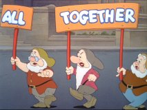 The dwarfs parade in "All Together" short