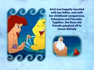 Ariel's reunion with Flounder and Triton forms the basis of one of 38 pages in The Little Mermaid II DVD Storybook read by Jodi Benson.
