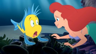 Utter surprise is the tone of Ariel's first meeting of Flounder, here a rhythmic renegade.