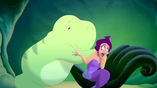 Conniving mermaid governess Marina Del Ray is comforted by her manicurist manatee Benjamin. Disney appears to be targeting a thus-ignored demographic with these two characters.