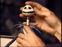 One of the many available Jack Skellington heads gets popped on in "The Making of Tim Burton's The Nightmare Before Christmas."