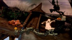 An assortment of Halloween Town locales are placed close to one another in the twirly tour of Disc 1's main menu.