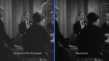 This is the most extreme example of how the restoration cleaned up the film from its degraded state.