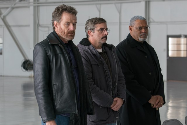 Old Marine Corps friends Sal (Bryan Cranston), Doc (Steve Carell), and Richard (Laurence Fishburne) reunite in 2003 in Richard Linklater's "Last Flag Flying."