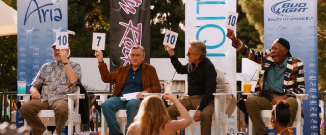 Lifelong friends (Kevin Kline, Robert De Niro, Michael Douglas, and Morgan Freeman) whoop it up as bikini contest judges in "Last Vegas."