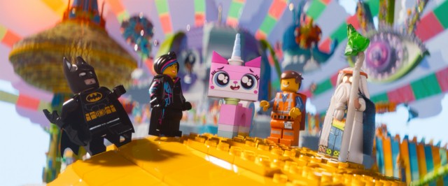 In #21, "The Lego Movie", Unikitty welcomes Batman, Wyldstyle, Emmet, and Vitruvius to the colorful and cheerful Cloud Cuckoo Land.