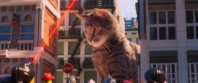 A laser pointer is hoped to be the ultimate weapon used to distract Meowthra the cat in "The Lego Ninjago Movie."