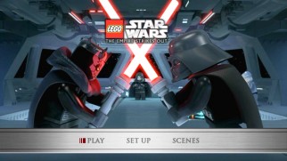 Darth Maul and Darth Vader do light saber duel on The Empire Strikes Out DVD's main menu.