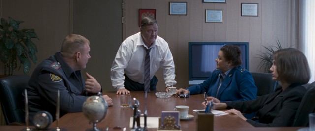 Corrupt mayor Vadim Shelevyat (Roman Madyanov) game plans his response to an incriminating blackmail.