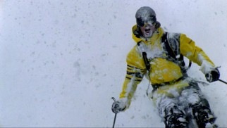 A skier skis...like there's no tomorrow.