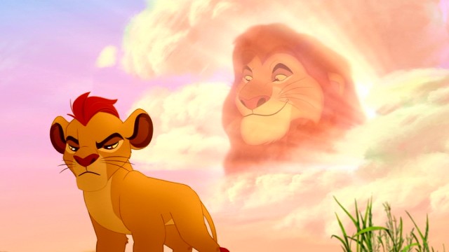 Psst...behind you, Kion. Grandfather Mufasa is up in the clouds!